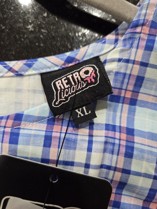 Retrolicious Blue & White Plaid Sleeveless Midi Dress - Size XL - Picture 8 of 11